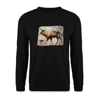 Aurochs image primitive de la grotte du bétail - Sweat-shirt Unisexe - noir - Devant - Alina (178cm) & Michal (187cm)