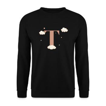 Buchstabe t beschattet Sterne - Unisex Pullover - Schwarz - Vorne - Alina (178cm) & Michal (187cm)