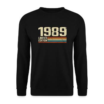 Jahrgang 1989 Retro Geburtstag - Jahrgang 1989 - Unisex Pullover - Schwarz - Vorne - Alina (178cm) & Michal (187cm)
