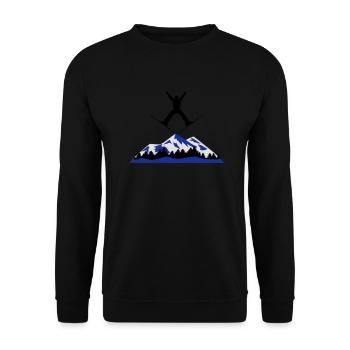 Ski, Skifahrer und Berge - Unisex Pullover - Schwarz - Vorne - Alina (178cm) & Michal (187cm)