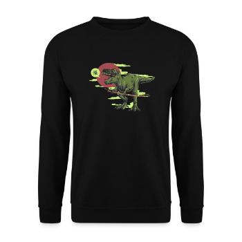 Samurai Rex Dinosaurier - Unisex Pullover - Schwarz - Vorne - Alina (178cm) & Michal (187cm)