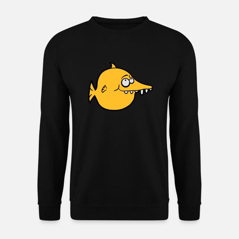 thick round funny comic fish - Unisex Sweatshirt - black