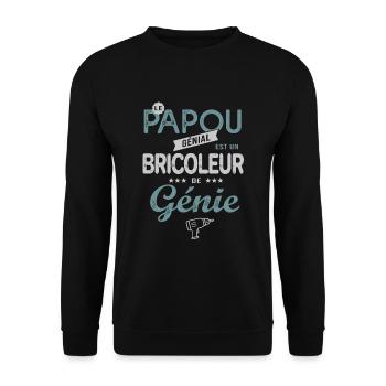 le PAPOU génial est un bricoleur de génie cadeau - Sweat-shirt Unisexe - noir - Devant - Alina (178cm) & Michal (187cm)