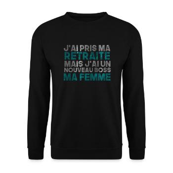 j'ai pris ma retraite - Sweat-shirt Unisexe - noir - Devant - Alina (178cm) & Michal (187cm)