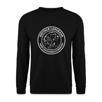 DEUTSCH LANGHAAR Jagdgebrauchshund Jagd Wilsigns - Unisex Pullover - Schwarz - Vorne - Alina (178cm) & Michal (187cm)