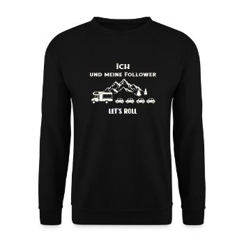 Cooles Wohnmobil Motiv . Ich und meine Follower - Unisex Pullover - Schwarz - Vorne - Alina (178cm) & Michal (187cm)