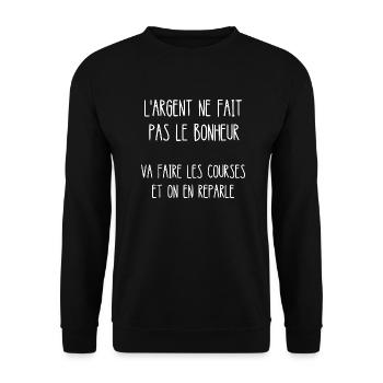 l'argent ne fait pas le bonheur - Sweat-shirt Unisexe - noir - Devant - Alina (178cm) & Michal (187cm)