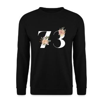 Blumen zum 73. Jahrestag (Geschenk von 73 Jahren) - Unisex Pullover - Schwarz - Vorne - Alina (178cm) & Michal (187cm)
