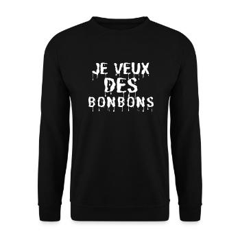 Je veux des bonbons - Halloween - Sweat-shirt Unisexe - noir - Devant - Alina (178cm) & Michal (187cm)