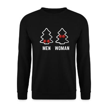 Weihnachten, Party, Weihnachtsbaum, Mann, Frau, - Unisex Pullover - Schwarz - Vorne - Alina (178cm) & Michal (187cm)