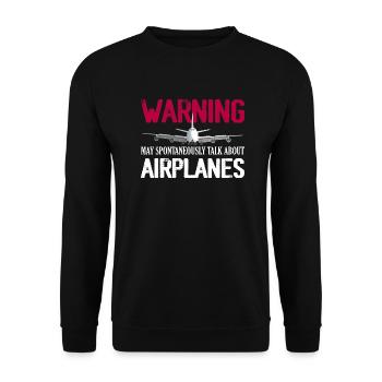Warning May Spontaneously Talk About Airplanes Pil - Unisex Sweatshirt - black - Front - Alina (178cm) & Michal (187cm)