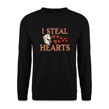Chien avec cœur - Sweet dog collectionne les cœurs - Sweat-shirt Unisexe - noir - Devant - Alina (178cm) & Michal (187cm)