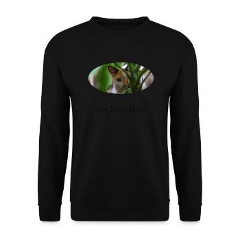 Alle Katzen sind schön - Unisex Pullover - Schwarz - Vorne - Alina (178cm) & Michal (187cm)