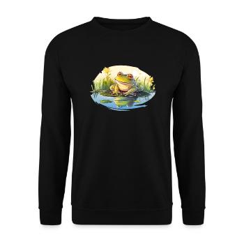 The green frog is a small amphibian - Unisex Sweatshirt - black - Front - Alina (178cm) & Michal (187cm)