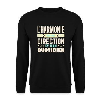 L'harmonie est ma direction et mon quotidien - Sweat-shirt Unisexe - noir - Devant - Alina (178cm) & Michal (187cm)