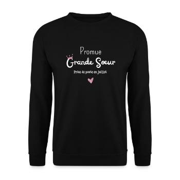 Promue grande soeur en juillet - annonce grossesse - Sweat-shirt Unisexe - noir - Devant - Alina (178cm) & Michal (187cm)