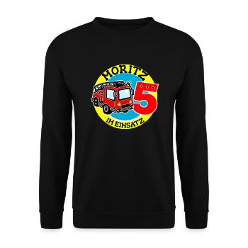 Name Moritz 5. Geburtstag Personalisiert - Unisex Pullover - Schwarz - Vorne - Alina (178cm) & Michal (187cm)