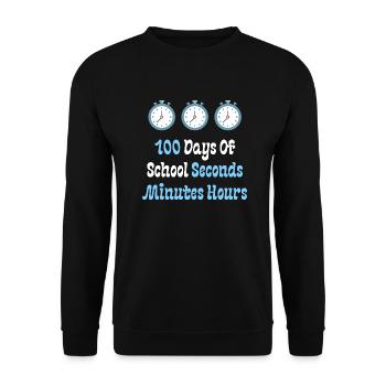 100 jours d’école Secondes Minutes Heures - Sweat-shirt Unisexe - noir - Devant - Alina (178cm) & Michal (187cm)