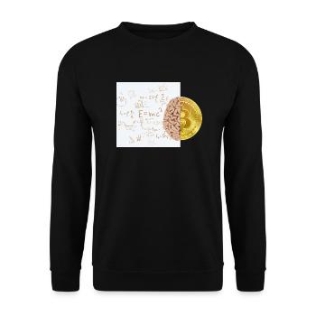 Krypto Gehirn 2 Bitcoin BTC ETH - Unisex Pullover - Schwarz - Vorne - Alina (178cm) & Michal (187cm)