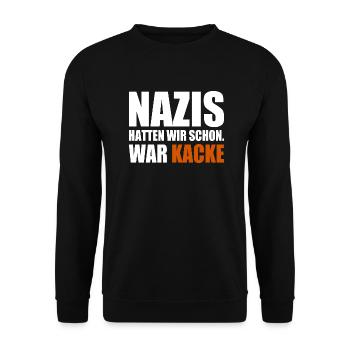 nazis hatten wir schon war kacke - Unisex Pullover - Schwarz - Vorne - Alina (178cm) & Michal (187cm)