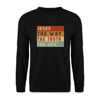 Jesus The Way Truth Life Christian - Unisex Pullover - Schwarz - Vorne - Alina (178cm) & Michal (187cm)
