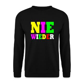 Nie wieder - Unisex Pullover - Schwarz - Vorne - Alina (178cm) & Michal (187cm)