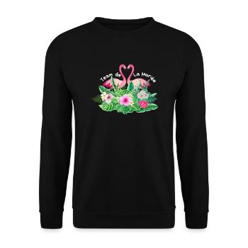 Tropical Flamingo Bridal Team - Unisex Sweatshirt - black - Front - Alina (178cm) & Michal (187cm)