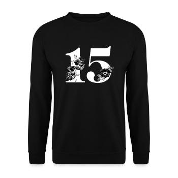 Numéro 15 floral noir -15e anniversaire floral - Sweat-shirt Unisexe - noir - Devant - Alina (178cm) & Michal (187cm)