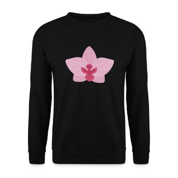 Flieder-Orchidee - Unisex Pullover - Schwarz - Vorne - Alina (178cm) & Michal (187cm)