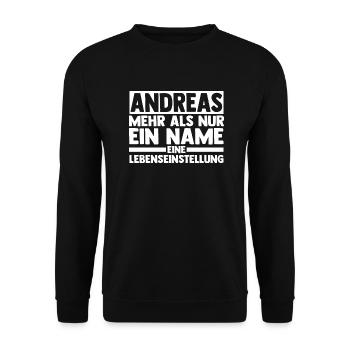 Vorname Andreas - Unisex Pullover - Schwarz - Vorne - Alina (178cm) & Michal (187cm)