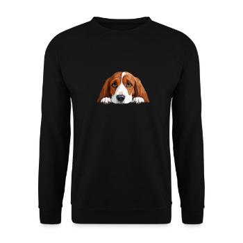 Basset Hound Peeking Niedliches Entzückendes lustiges Tier - Unisex Pullover - Schwarz - Vorne - Alina (178cm) & Michal (187cm)