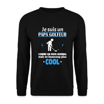 Je suis un papa golfeur, fête des pères, noël - Sweat-shirt Unisexe - noir - Devant - Alina (178cm) & Michal (187cm)