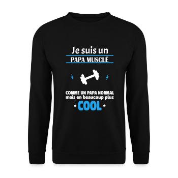 Je suis un papa musclé, fête des pères, noël - Sweat-shirt Unisexe - noir - Devant - Alina (178cm) & Michal (187cm)