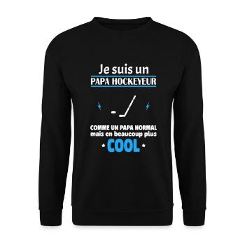 Je suis un papa hockeyeur, fête des pères, noël - Sweat-shirt Unisexe - noir - Devant - Alina (178cm) & Michal (187cm)