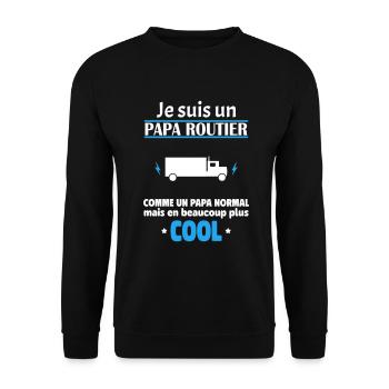 Je suis un papa routier, fête des pères, noël - Sweat-shirt Unisexe - noir - Devant - Alina (178cm) & Michal (187cm)