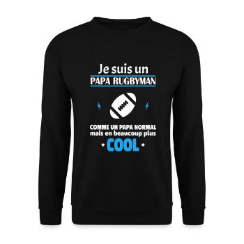Je suis un papa rugbyman, fête des pères, noël - Sweat-shirt Unisexe - noir - Devant - Alina (178cm) & Michal (187cm)