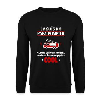 Je suis un papa pompier, fête des pères, noël - Sweat-shirt Unisexe - noir - Devant - Alina (178cm) & Michal (187cm)