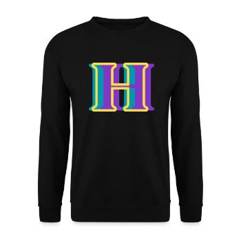 Mehrfarbiger Buchstabe h – originelle Geschenkidee - Unisex Pullover - Schwarz - Vorne - Alina (178cm) & Michal (187cm)
