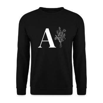 Lette a fleurs minimalistes - Sweat-shirt Unisexe - noir - Devant - Alina (178cm) & Michal (187cm)