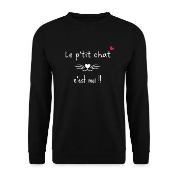 Die kleine Katze bin ich - passende Mama - Unisex Pullover - Schwarz - Vorne - Alina (178cm) & Michal (187cm)