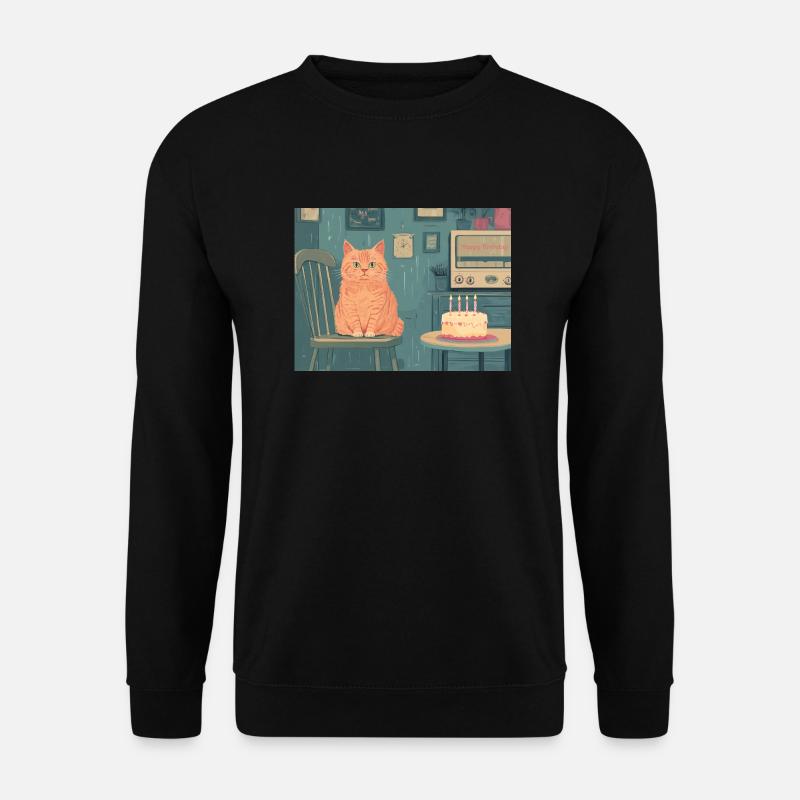 Happy Birthday cat - Unisex Pullover - Schwarz