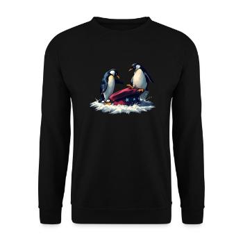 Resist Penguin Grunge Protest - Unisex Pullover - Schwarz - Vorne - Alina (178cm) & Michal (187cm)