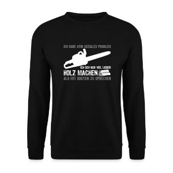 Lieber Holz machen - Unisex Pullover - Schwarz - Vorne - Alina (178cm) & Michal (187cm)