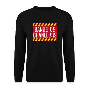 panneau insulte bande branleurs humour provocateu - Sweat-shirt Unisexe - noir - Devant - Alina (178cm) & Michal (187cm)