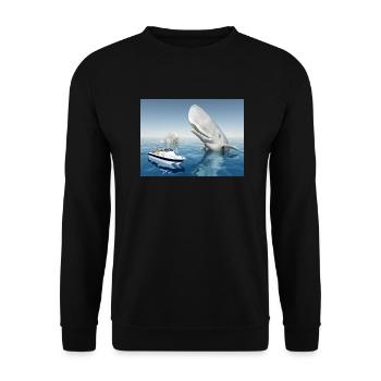 Urlaubserlebnis mit Pottwalen - Unisex Pullover - Schwarz - Vorne - Alina (178cm) & Michal (187cm)