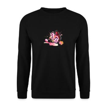 Eichhörnchen beim Futtern - Unisex Pullover - Schwarz - Vorne - Alina (178cm) & Michal (187cm)