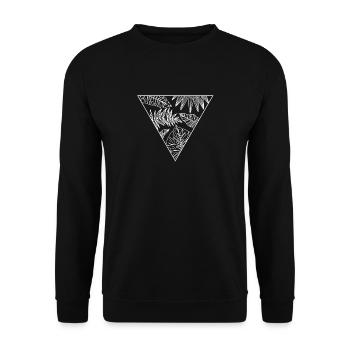 Monstera, Dreieck, Blätter, Dschungel, Sommer - Unisex Pullover - Schwarz - Vorne - Alina (178cm) & Michal (187cm)