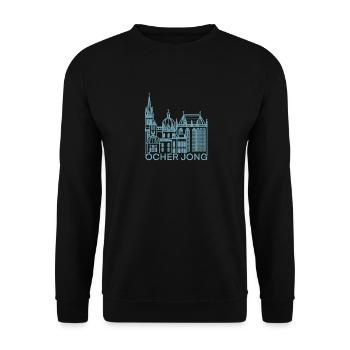 Stadt Aachen, Dom, Liebe, Kirche, Öcher Jong - Unisex Pullover - Schwarz - Vorne - Alina (178cm) & Michal (187cm)