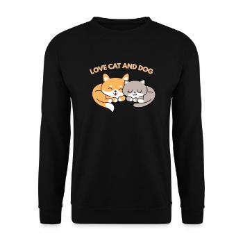 Chat et crabot d’amour - Sweat-shirt Unisexe - noir - Devant - Alina (178cm) & Michal (187cm)