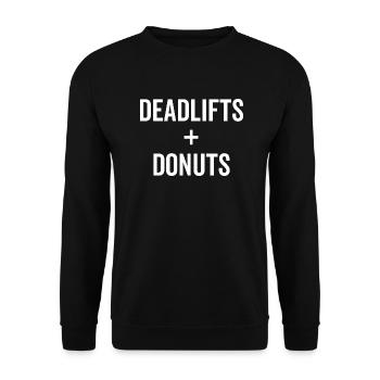 Deadlifts + Donuts - Unisex Pullover - Schwarz - Vorne - Alina (178cm) & Michal (187cm)
